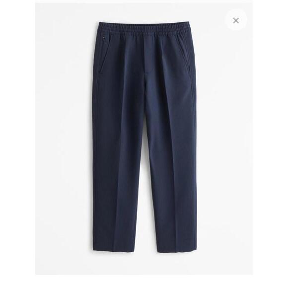 Abercrombie Fitch Pants Mens L Loose Pull On Cotton Linen Straight Dark Indigo - Picture 1 of 9